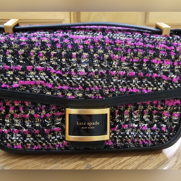 K S Signature Spade Flower Duffle Crossbody Bag Dark Beige  NWOT kate spade twill cross body bag with dust cover